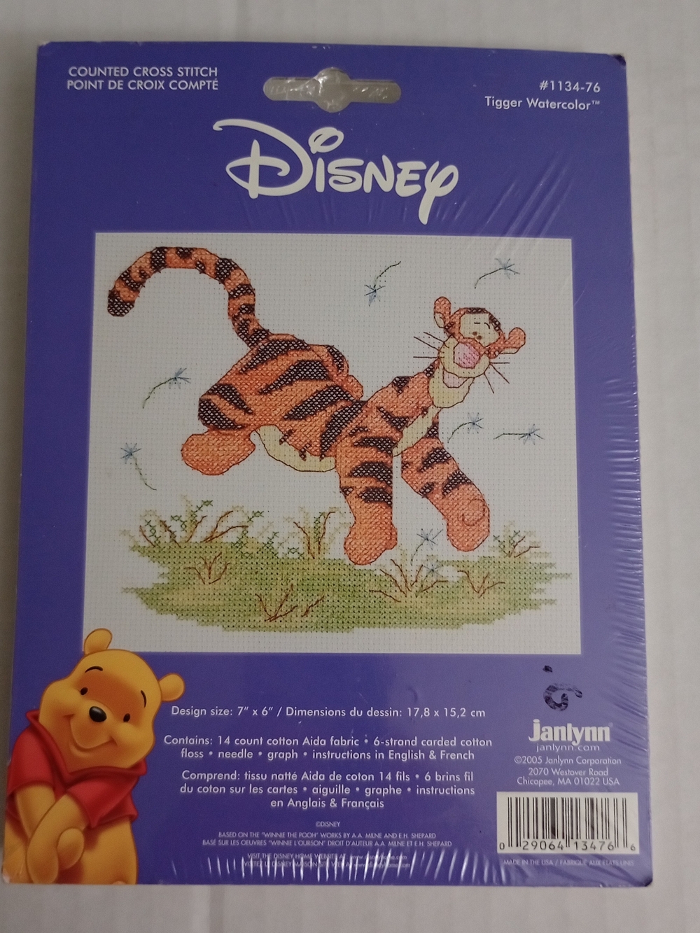 Janlynn Disney Tigger Watercolor Counted Cross Stitch Kit #1134-76 Vintage 2005